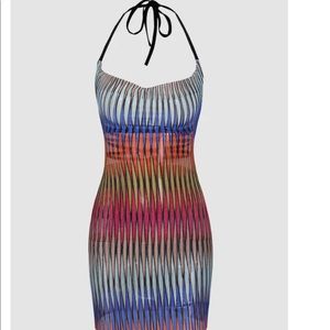 Colorful mini tight dress pretty see through never worn